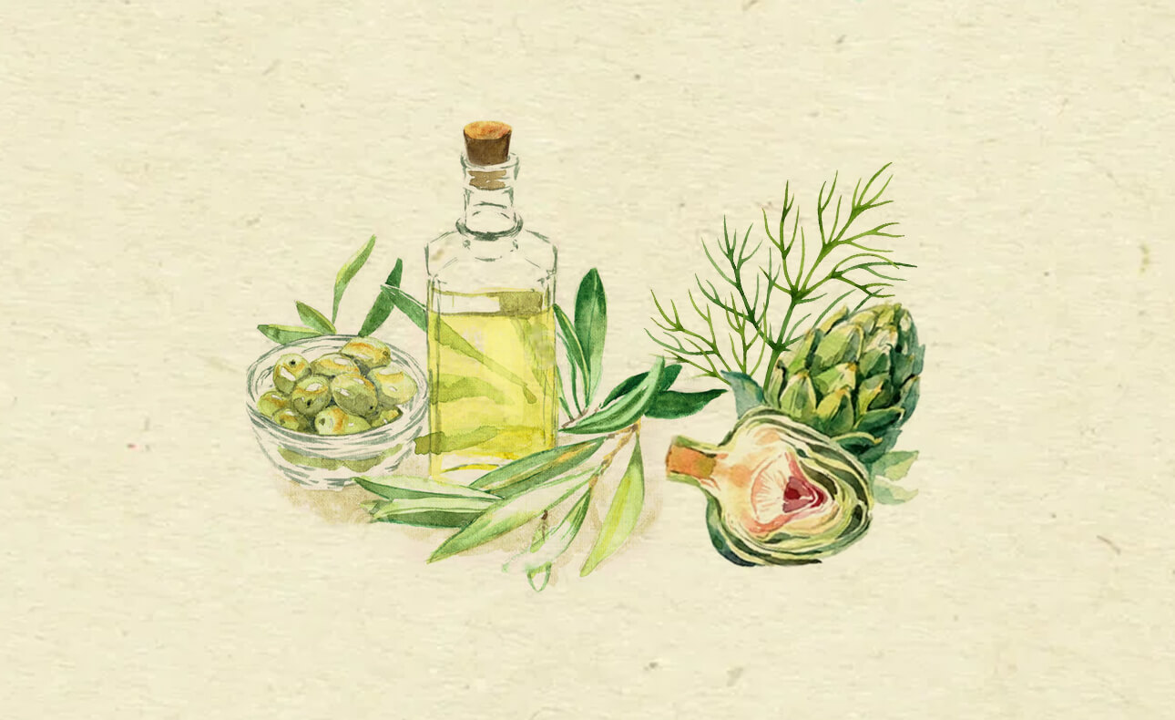 Σαλάτα με ψητές αγκινάρες, κεφαλοτύρι και βινεγκρέτ άνηθου με Ελαιόλαδο