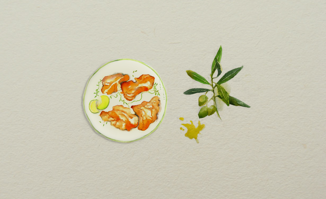 Μανιτάρια πλευρώτους στο φούρνο, μαριναρισμένα με Ελαιόλαδο, μπαχαρικά και σάλτσα γιαουρτιού με ταχίνι